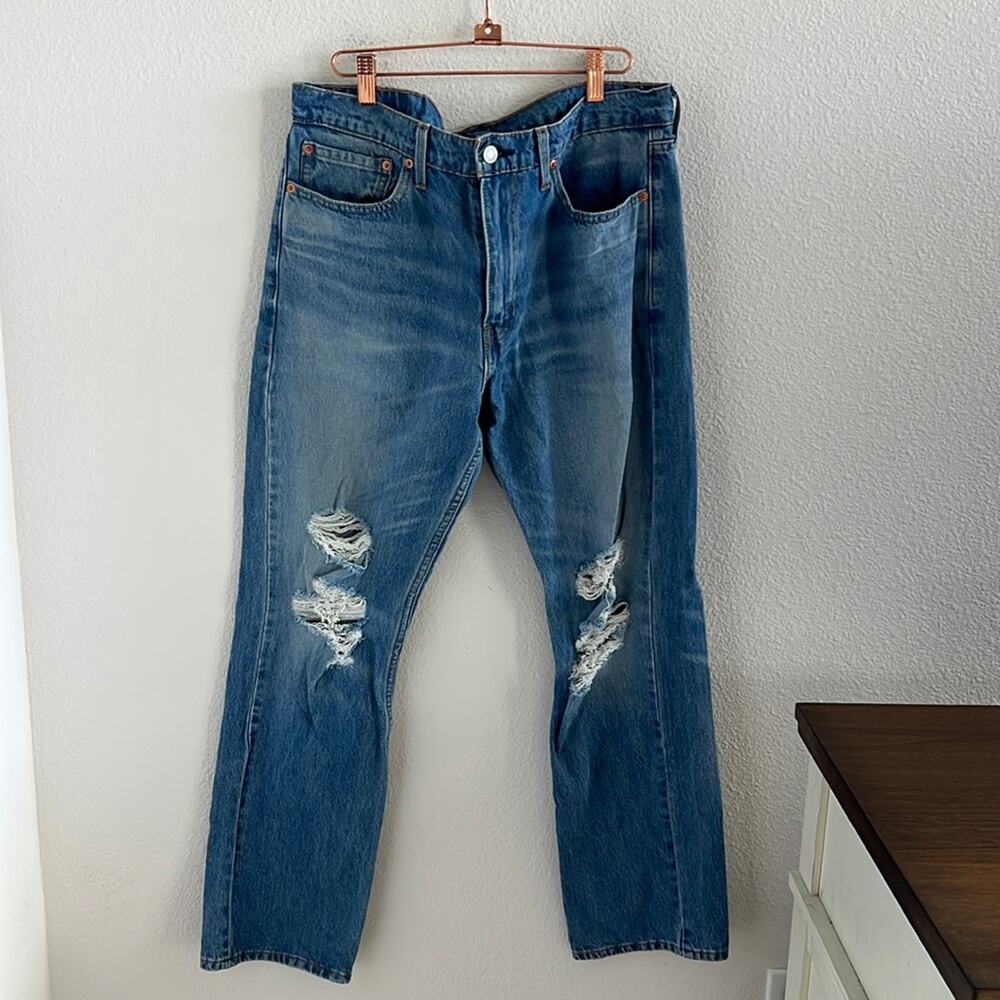 Levi's 513 Slim Straight Denim Jeans Distressed Men's 34 X 30